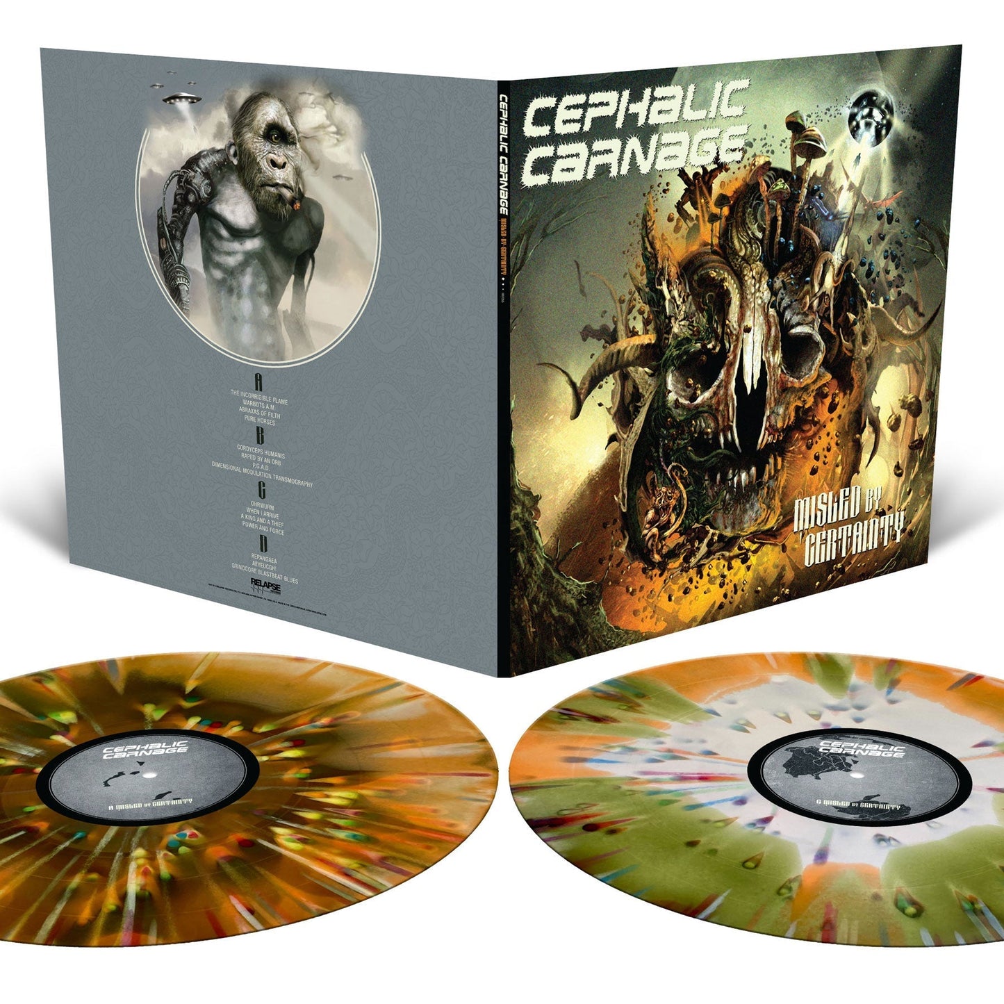 Cephalic Carnage - Misled By Certainty [Tri-Color Merge With Splatter Vinyl] [2LP] |-