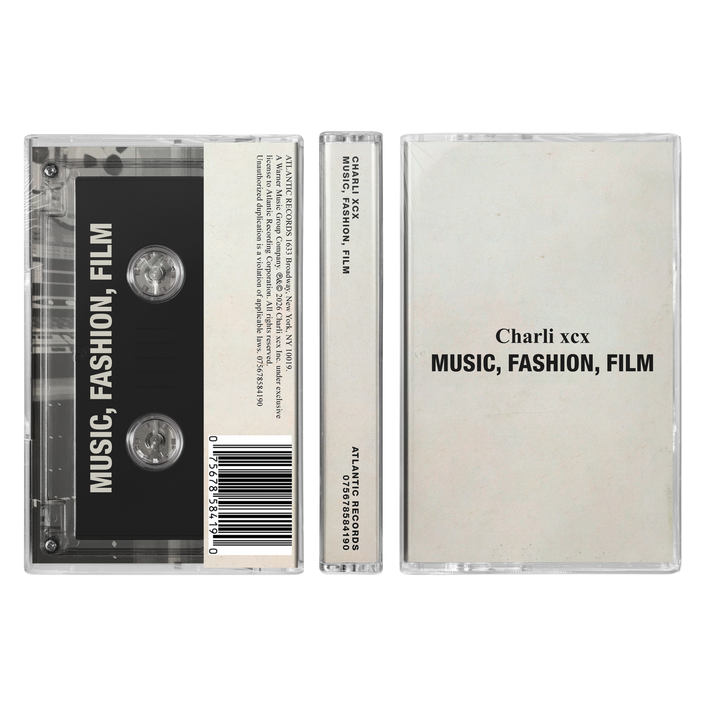 Charli XCX - (PRESALE 7/24/26) Music, Fashion, Film (CASSETTE) |-