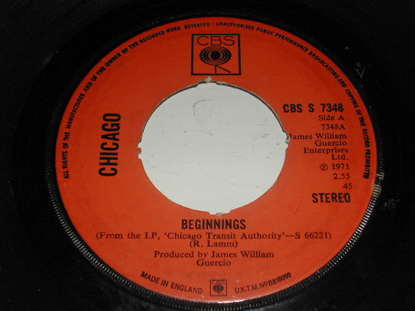 Chicago (2) - Beginnings / Colour My World | Very Good (VG) Very Good Plus (VG+)--