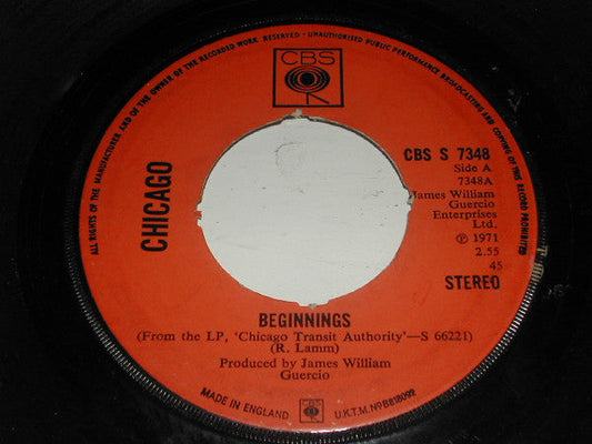 Chicago (2) - Beginnings / Colour My World | Very Good (VG) Very Good Plus (VG+)--
