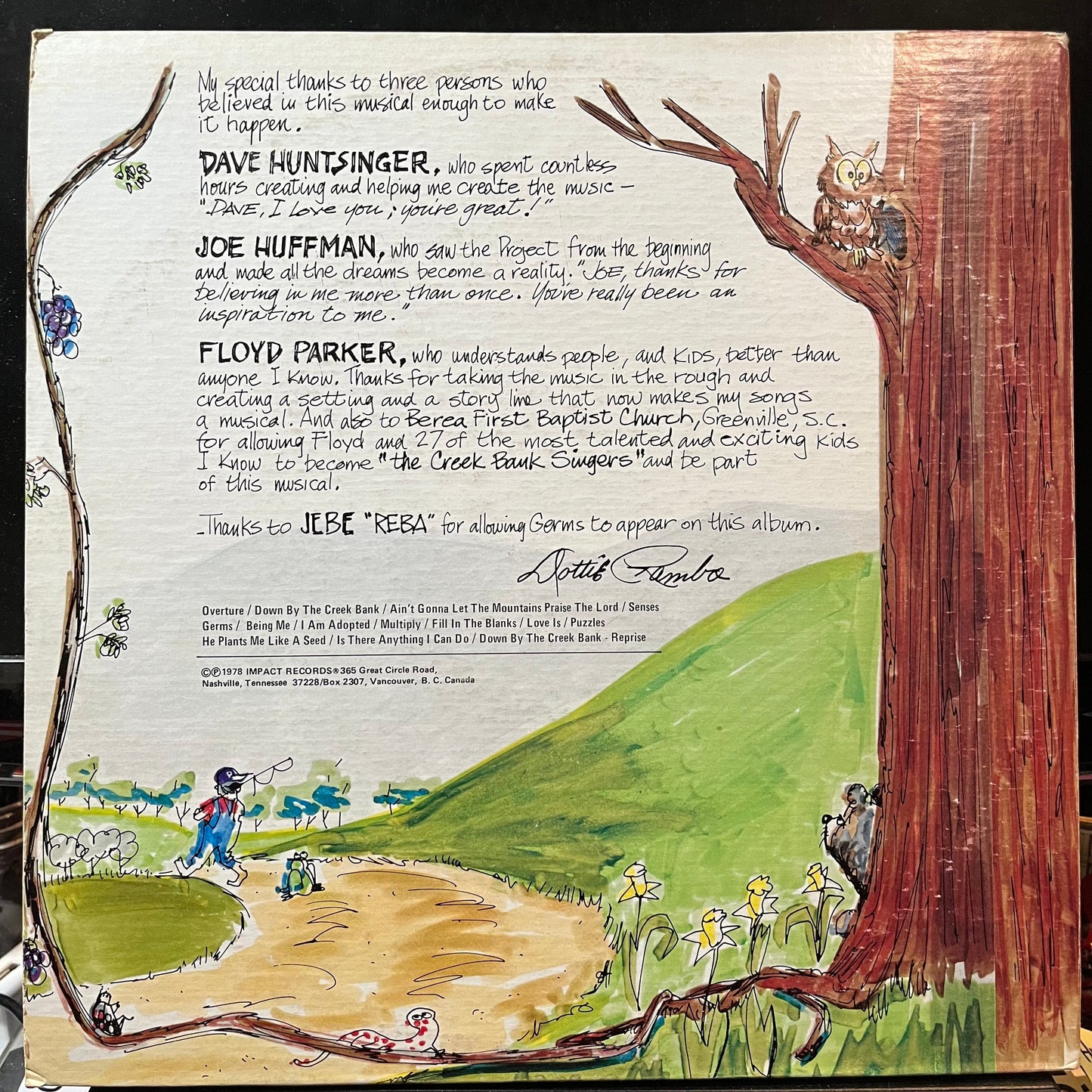 Dottie Rambo - Down By The Creek Bank (VINYL & BOOK)*SIGNED* | Excellent+ (EX+) Excellent+ (EX+)-