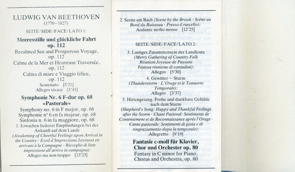 Symphonie No. 6 »Pastorale«, Chorfantasie ∙ Meerestille Und Glückliche Fahrt | Near Mint (NM) Near Mint (NM)-