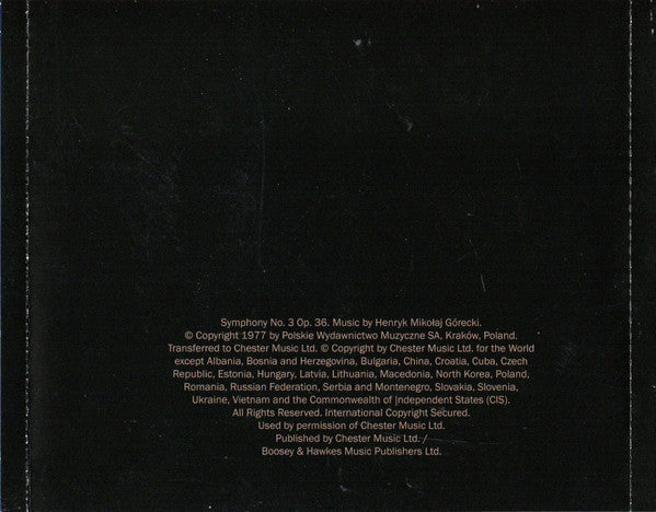Henryk Górecki - Symphony No. 3 (Symphony Of Sorrowful Songs) Op. 36 (CD) | Mint (M) Mint (M)-
