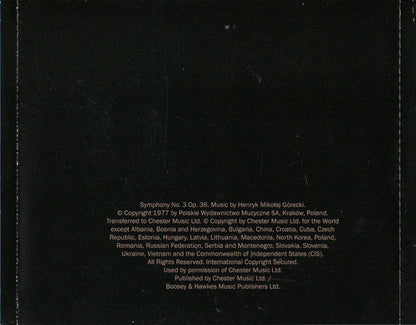 Henryk Górecki - Symphony No. 3 (Symphony Of Sorrowful Songs) Op. 36 (CD) | Mint (M) Mint (M)-