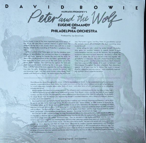 David Bowie & The Philadelphia Orchestra - Peter And The Wolf / Young Person's Guide To The Orchestra (YELLOW VINYL) | Mint (M) Mint (M)-