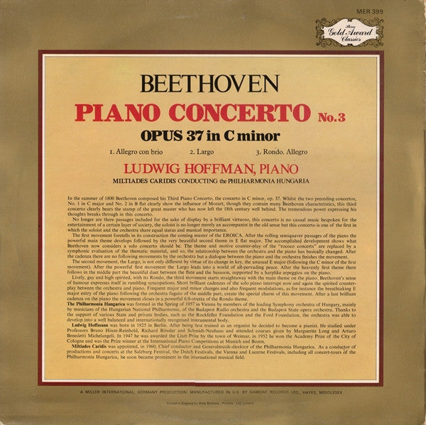 Piano Concerto No.3 - Opus 37 In C Minor | Mint (M) Near Mint (NM)-