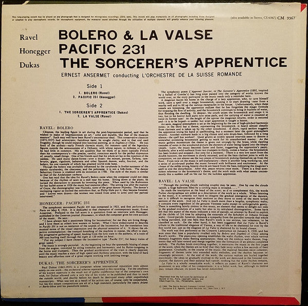 Bolero - La Valse / The Sorcerer's Apprentice / Pacific 231 | Mint (M) Mint (M)-