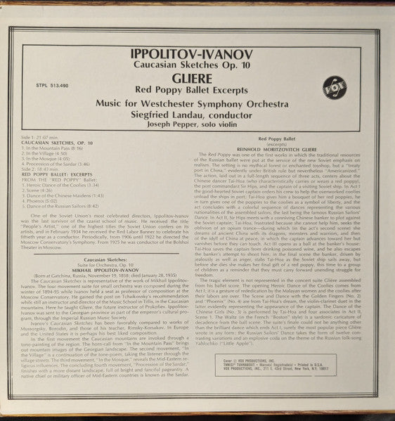 Mikhail Ippolitov-Ivanov - Caucasian Sketches, Op. 10 / ...From The "Red Poppy" Ballet *SEALED* | Mint (M) Mint (M)-