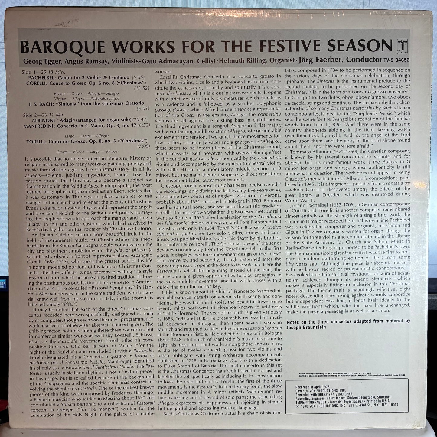 Württembergisches Kammerorchester - Baroque Masterworks For The Festive Season (VINYL) | Mint (M)-