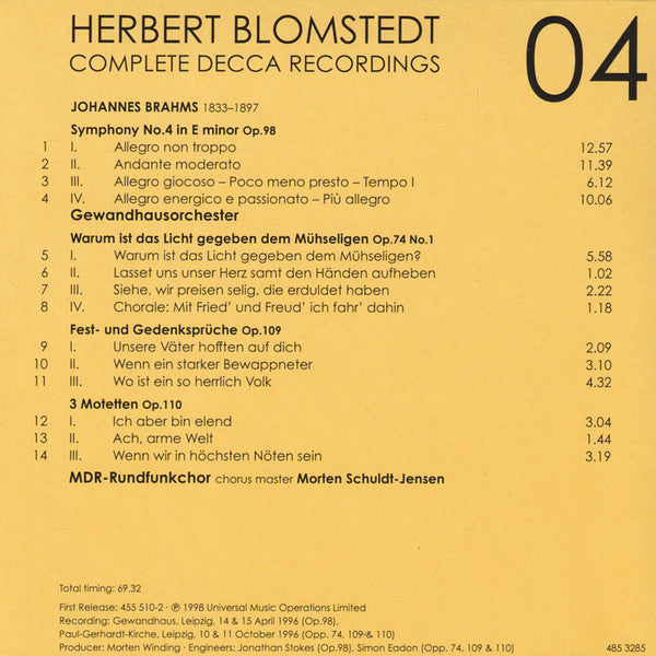 Herbert Blomstedt - Complete Decca Recordings (CD BOX SET) |-