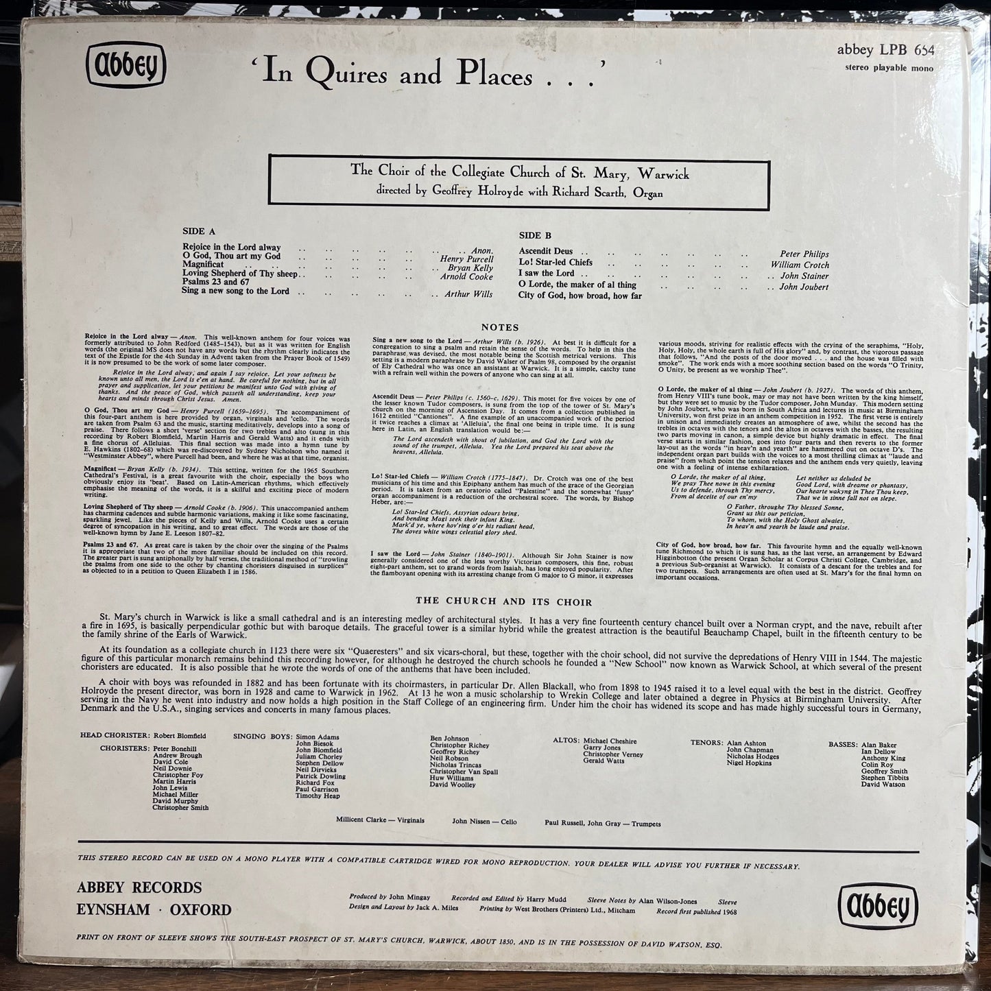 Choir of the Collegiate Church of St. Mary of Warw - 'In Quires And Places...' (VINYL) | Excellent+ (EX+) Near Mint- (NM-)-