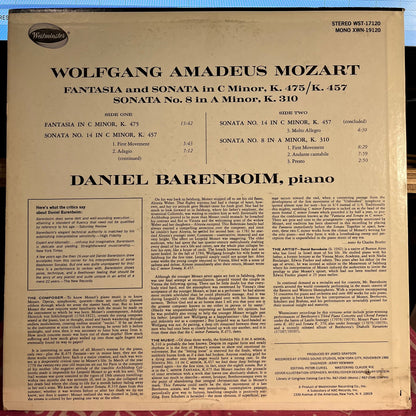 Daniel Barenboim - Fantasia In C Minor, K.475; Sonata In C Minor, K.457 (No.14); Sonata In A Minor, K.310 (No.8) | Excellent (EX) Excellent (EX)-