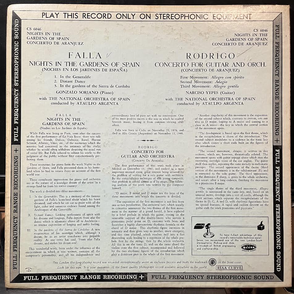 Manuel de Falla - Nights In The Gardens Of Spain / Concerto For Guitar And Orchestra (VINYL) | Excellent+ (EX+) Excellent (EX)-