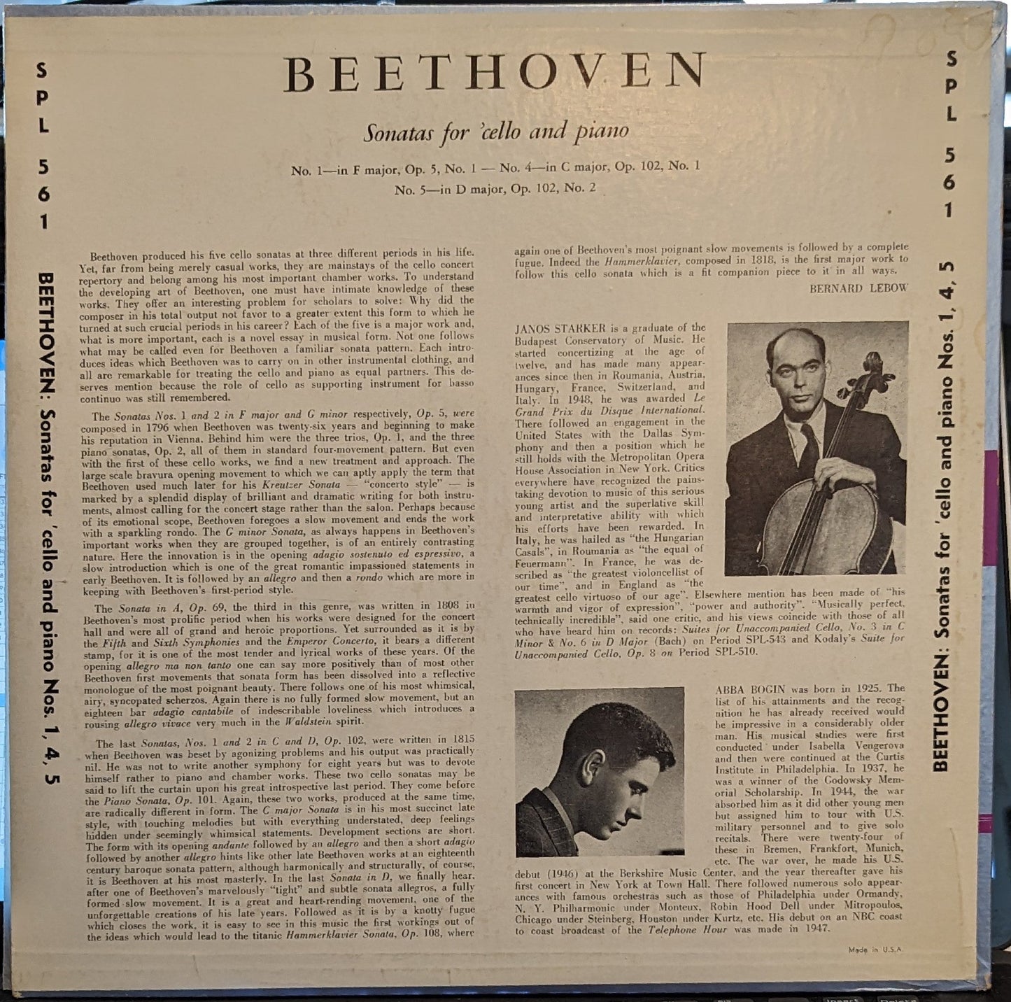 Ludwig van Beethoven - Cello Sonatas Volume 1 | Excellent (EX) Near Mint (NM)-
