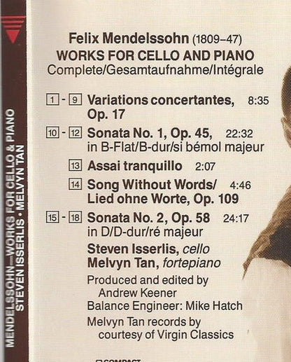 Felix Mendelssohn-Bartholdy - Works For Cello And Piano, Complete (CD) | Excellent+ (EX+) Near Mint (NM)-