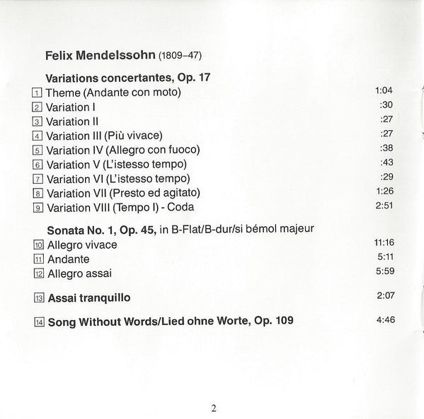 Felix Mendelssohn-Bartholdy - Works For Cello And Piano, Complete (CD) | Excellent+ (EX+) Near Mint (NM)-