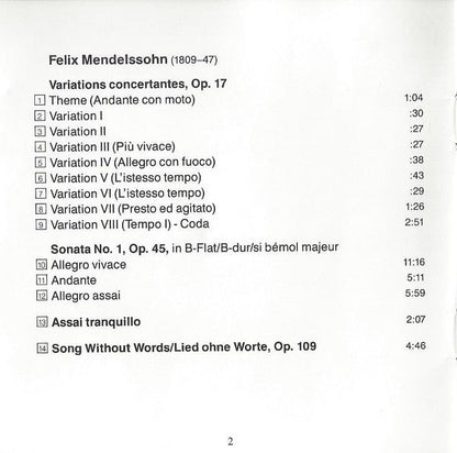 Felix Mendelssohn-Bartholdy - Works For Cello And Piano, Complete (CD) | Excellent+ (EX+) Near Mint (NM)-