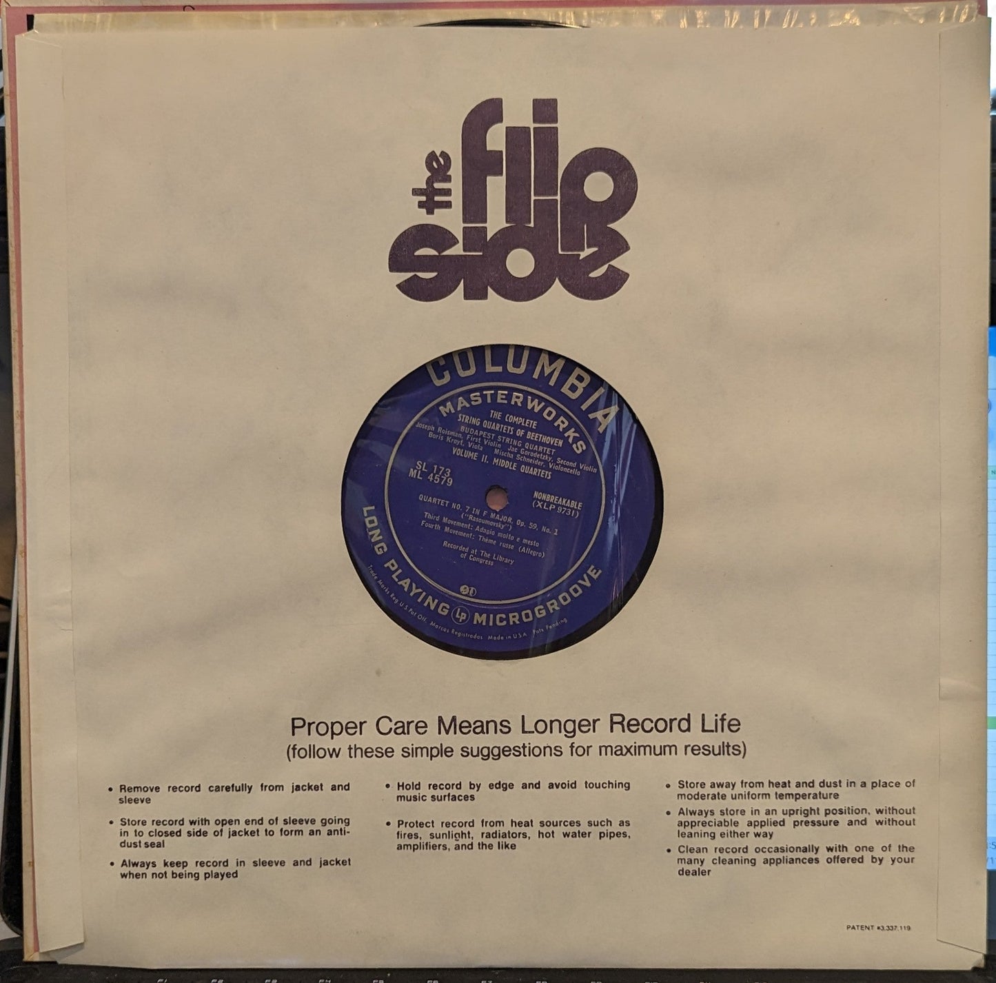 Ludwig van Beethoven - Quartet No. 7 in F Major, Op. 59, No. 1 | Excellent (EX) Near Mint (NM)-