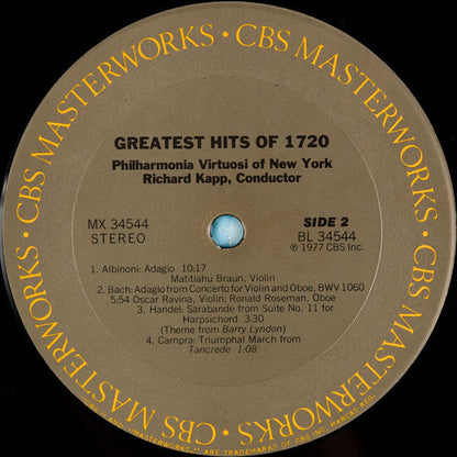 Philharmonia Virtuosi - Greatest Hits Of 1720 *REPRESS* | Very Good Plus (VG+) Excellent (EX)-