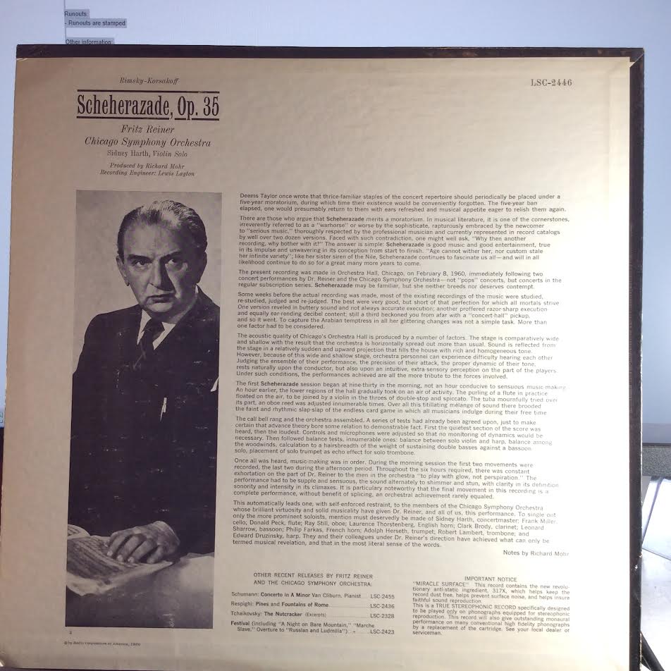 Nikolai Rimsky-Korsakov - Scheherazade (VINYL LP RCA Victor Red Seal – LSC-2446) | USED Excellent+ (EX+) Excellent (EX)-