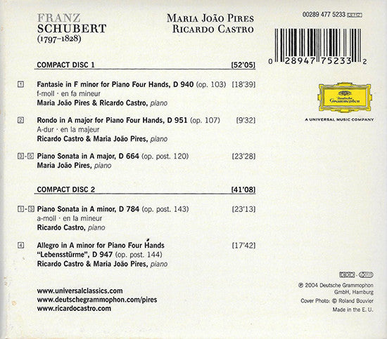 Franz Schubert - «Résonance De L'Originaire» Music For Piano Four Hands (CD) | Near Mint (NM) Excellent+ (EX+)-