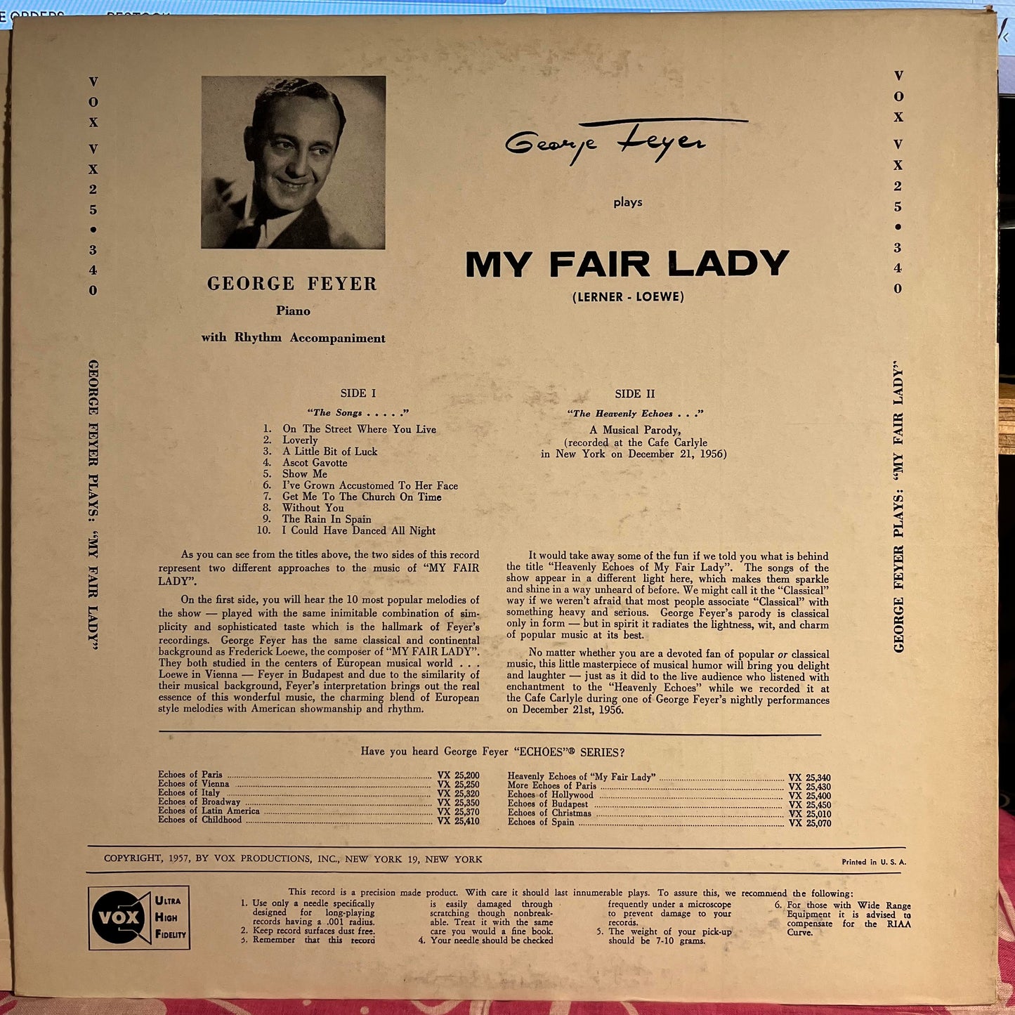 George Feyer - Heavenly Echoes Of My Fair Lady | Excellent (EX) Excellent (EX)-