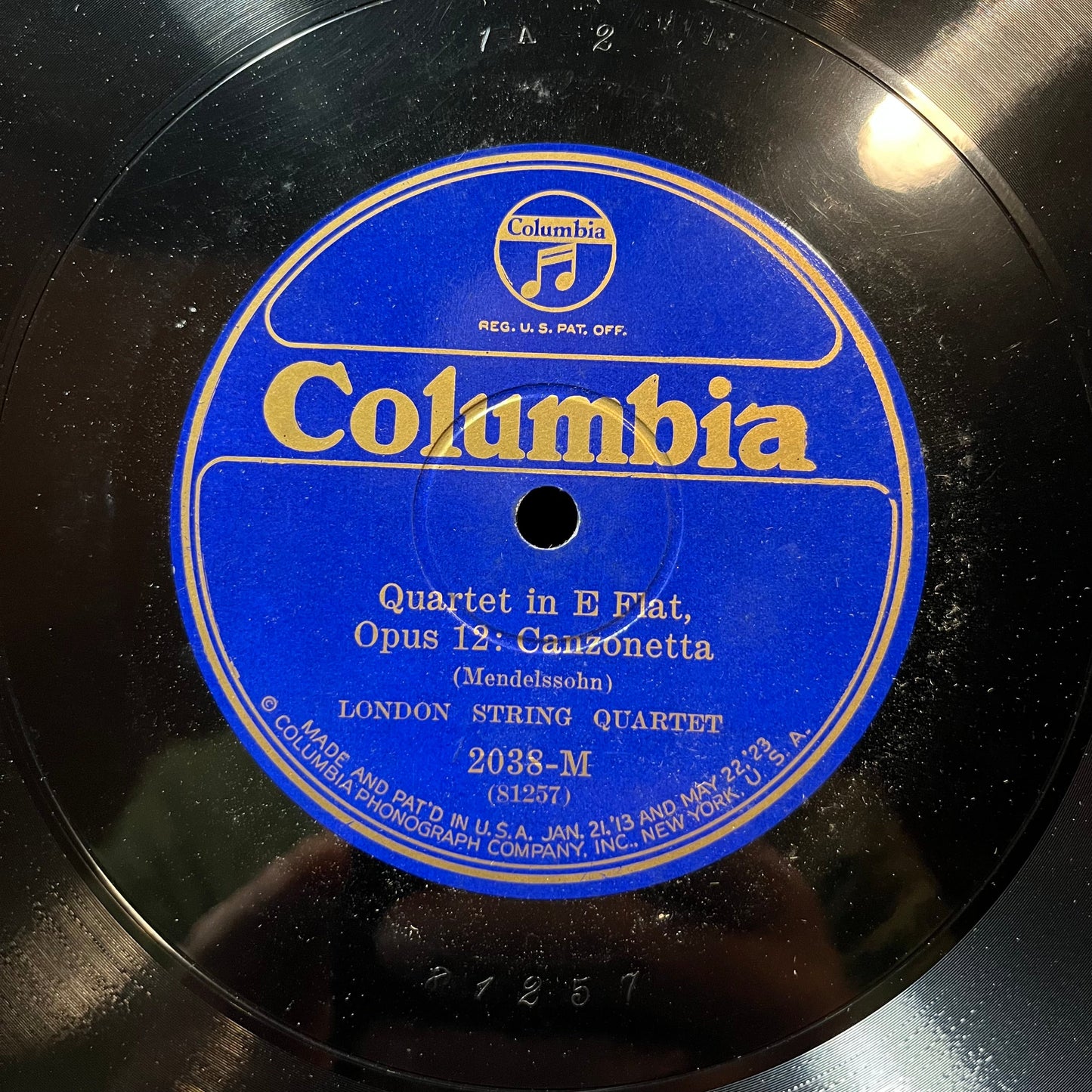 london string quartet - THE DHU LOCH / QUARTET IN E FLAT MENDELSSOHN (78RPM 10") COLUMBIA 2038 | Generic-