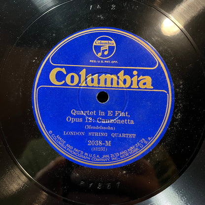 london string quartet - THE DHU LOCH / QUARTET IN E FLAT MENDELSSOHN (78RPM 10") COLUMBIA 2038 | Generic-