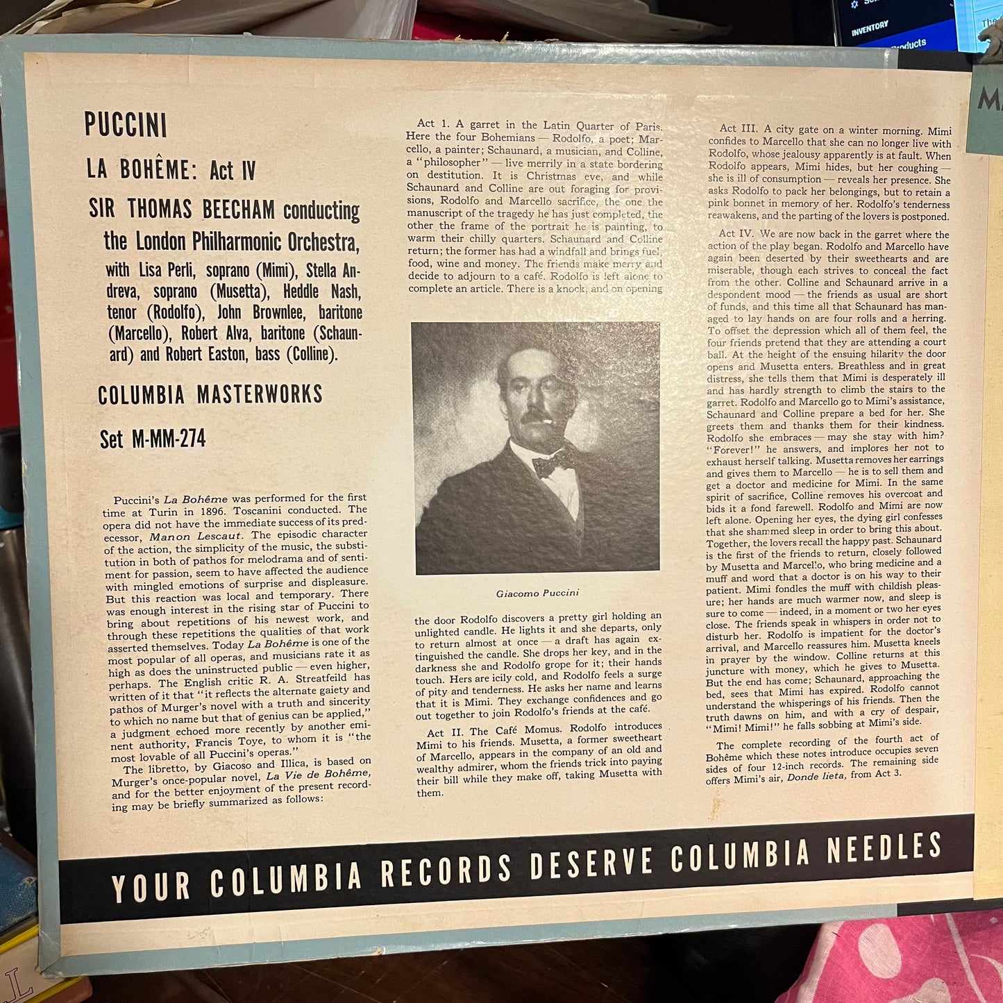 Giacomo Puccini - La Boheme Act IV 4X12" 78RPM | Excellent (EX) Very Good (VG)-