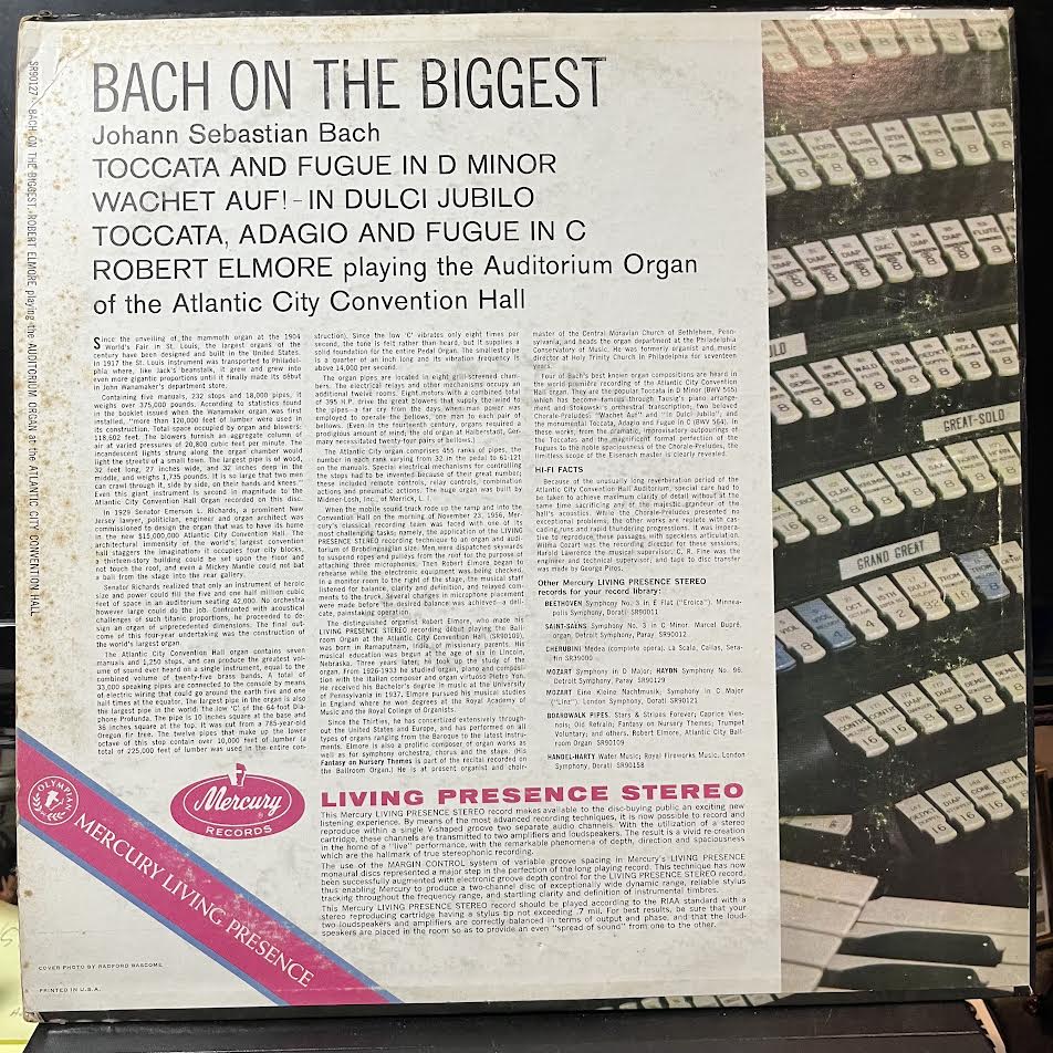 Robert Elmore - Bach On The Biggest (VINYL) | Excellent (EX) Excellent+ (EX+)-
