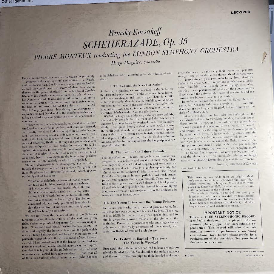 Nikolai Rimsky-Korsakov - Scheherazade (VINYL) | Excellent (EX) Excellent (EX)-