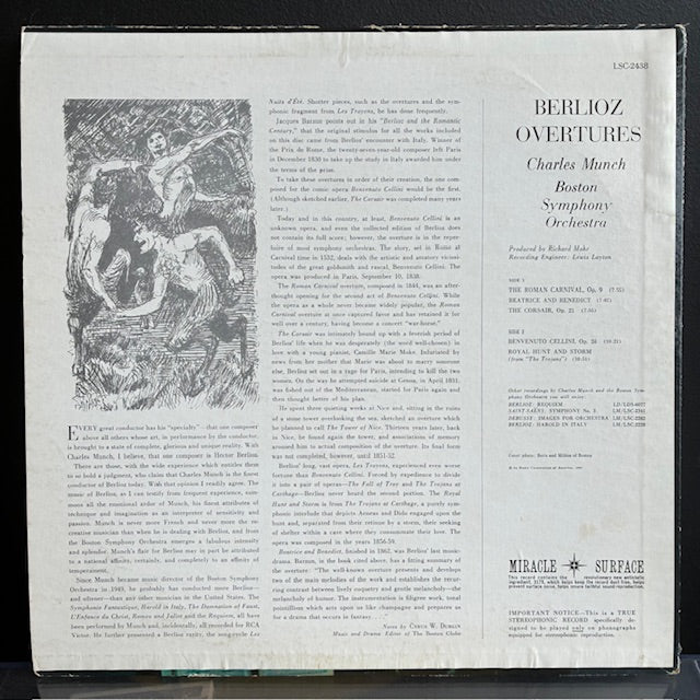 Hector Berlioz - Berlioz Overtures (VINYL) | Excellent (EX) Very Good (VG)-