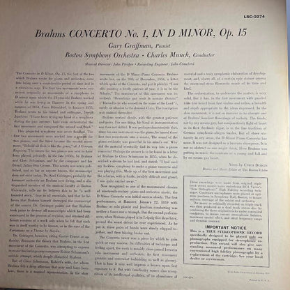 Johannes Brahms - Concerto No. 1 (VINYL) | Excellent (EX) Excellent (EX)-