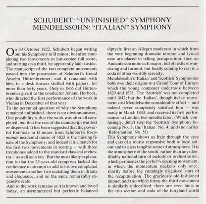 Felix Mendelssohn-Bartholdy - Schubert: Symphony No.8 "Unfinished" / Mendelssohn: Symphony No.4 "Italian" (CD) | Near Mint (NM) Near Mint (NM)-