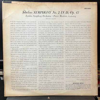 Jean Sibelius - Symphony No. 2 (VINYL) | Near Mint- (NM-) Very Good (VG)-