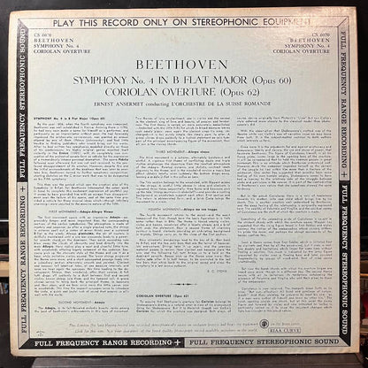 Ludwig van Beethoven - Symphony No. 4 In B Flat Major Opus 60 + Overture "Coriolan" Op. 62 (VINYL) | Near Mint- (NM-) Near Mint- (NM-)-