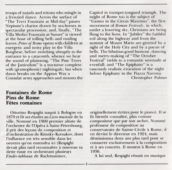 Ottorino Respighi - Pines Of Rome • Fountains Of Rome • Feste Romane (CD) | Near Mint (NM) Near Mint (NM)-