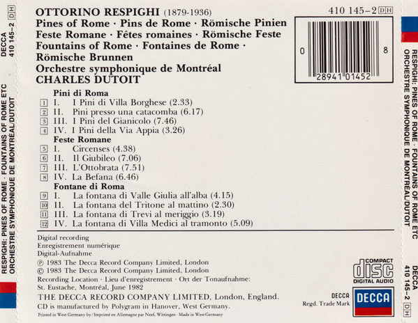 Ottorino Respighi - Pines Of Rome • Fountains Of Rome • Feste Romane (CD) | Near Mint (NM) Near Mint (NM)-