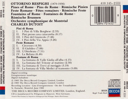 Ottorino Respighi - Pines Of Rome • Fountains Of Rome • Feste Romane (CD) | Near Mint (NM) Near Mint (NM)-
