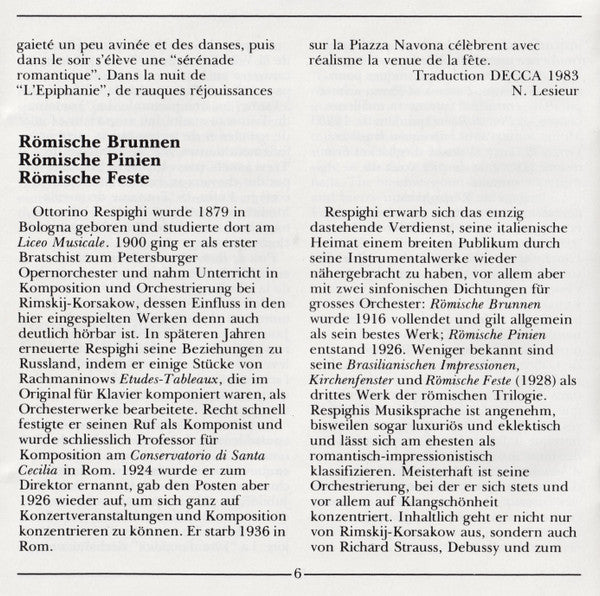 Ottorino Respighi - Pines Of Rome • Fountains Of Rome • Feste Romane (CD) | Near Mint (NM) Near Mint (NM)-