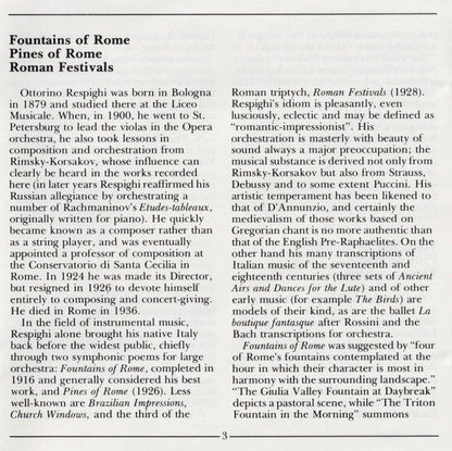 Ottorino Respighi - Pines Of Rome • Fountains Of Rome • Feste Romane (CD) | Near Mint (NM) Near Mint (NM)-
