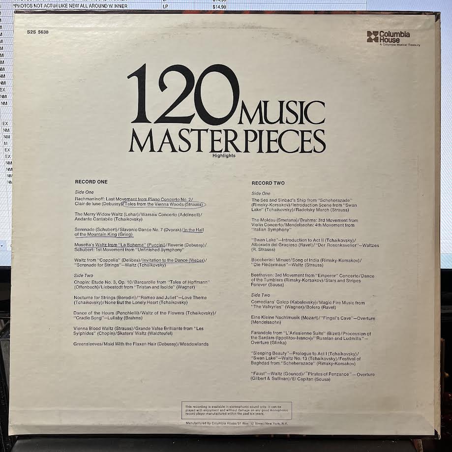 120 Music Masterpieces (2xVINYL) | Near Mint- (NM-) Near Mint- (NM-)-