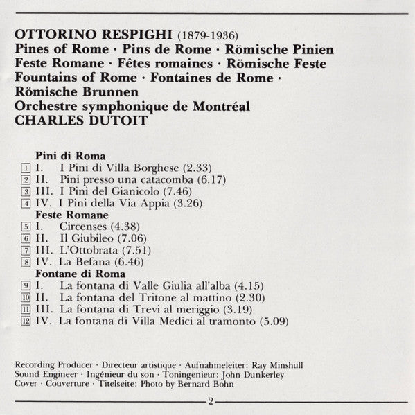 Ottorino Respighi - Pines Of Rome • Fountains Of Rome • Feste Romane (CD) | Near Mint (NM) Near Mint (NM)-