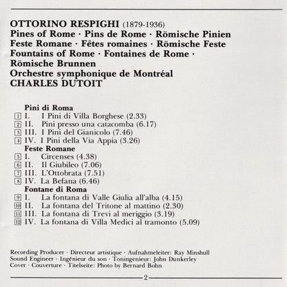 Ottorino Respighi - Pines Of Rome • Fountains Of Rome • Feste Romane (CD) | Near Mint (NM) Near Mint (NM)-