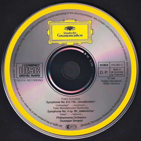 Felix Mendelssohn-Bartholdy - Schubert: Symphony No.8 "Unfinished" / Mendelssohn: Symphony No.4 "Italian" (CD) | Near Mint (NM) Near Mint (NM)-