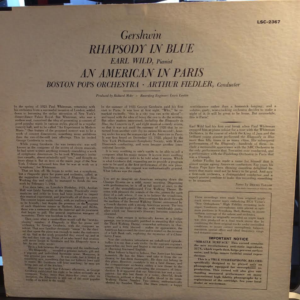 George Gershwin - Rhapsody In Blue / An American In Paris (VINYL) | Near Mint- (NM-) Excellent+ (EX+)-