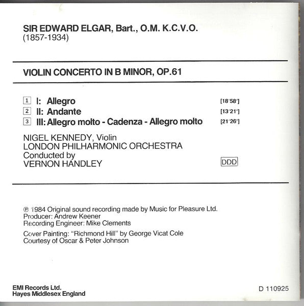 Sir Edward Elgar - Violin Concerto (CD) | Near Mint (NM) Near Mint (NM)-