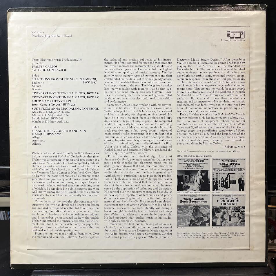 Walter Carlos - Switched-On Bach II (VINYL) | Near Mint- (NM-) Near Mint- (NM-)-