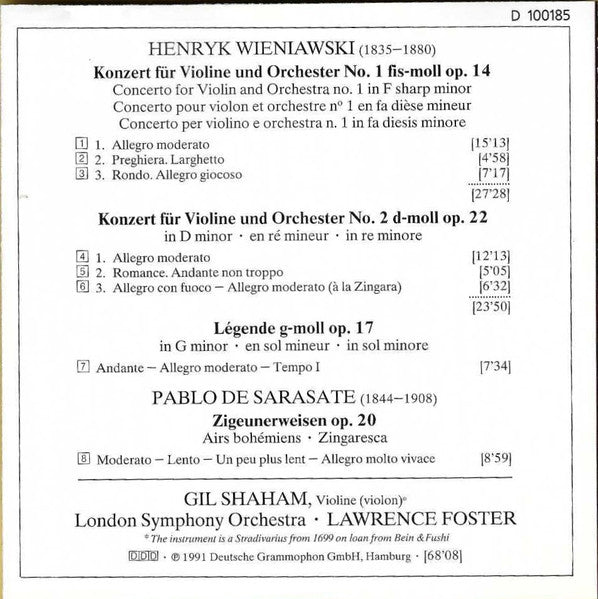 Henryk Wieniawski - Violin Concertos Nos. 1 & 2, Zigeunerweisen (CD) | Near Mint (NM) Near Mint (NM)-
