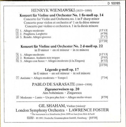 Henryk Wieniawski - Violin Concertos Nos. 1 & 2, Zigeunerweisen (CD) | Near Mint (NM) Near Mint (NM)-